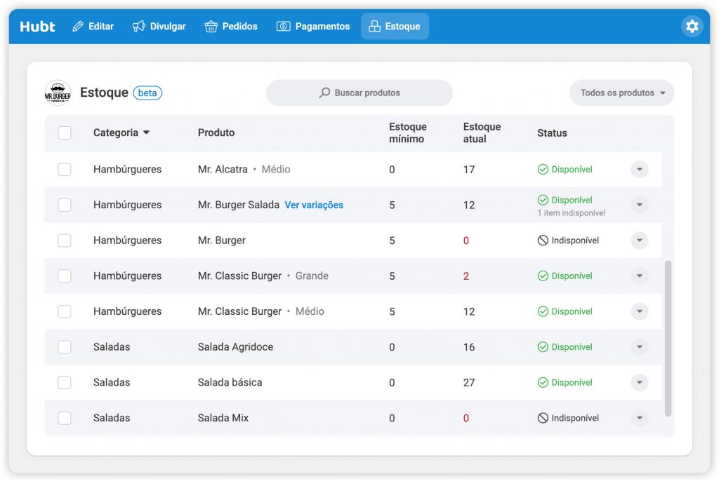 Configuração de taxa de entrega por bairro no sistema Hubt