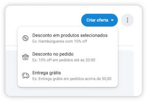 tipos de oferta no Hubt para restaurante