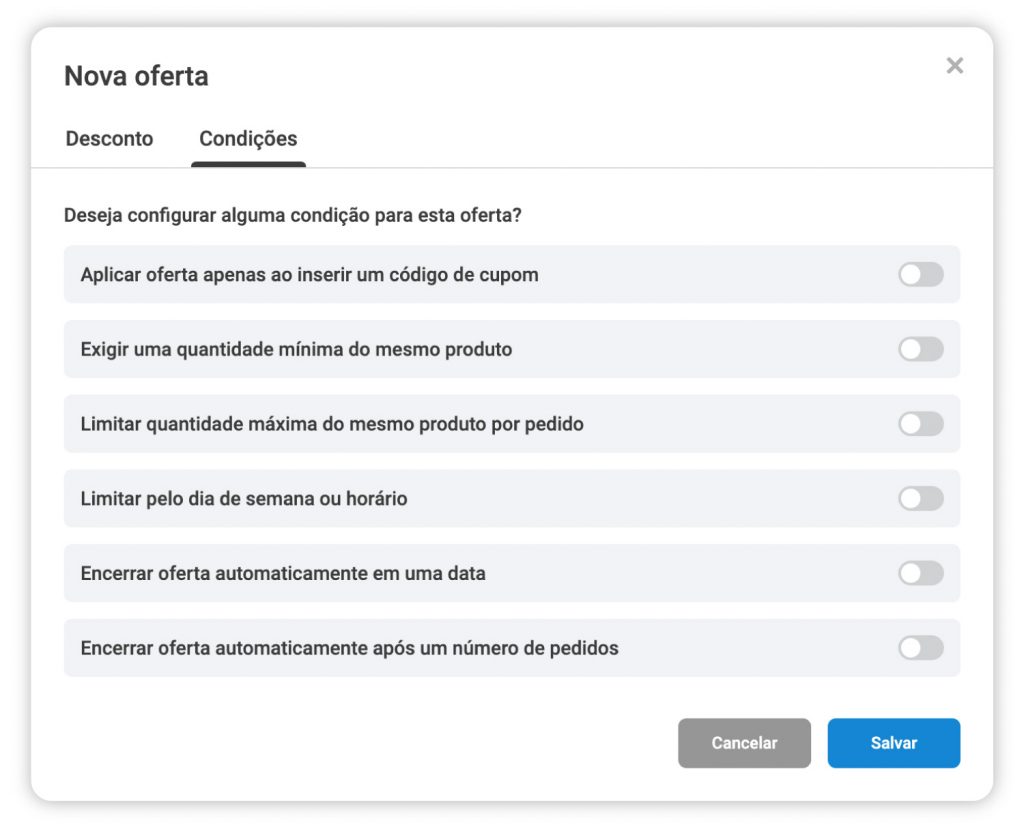 condições de oferta e cupom no Hubt