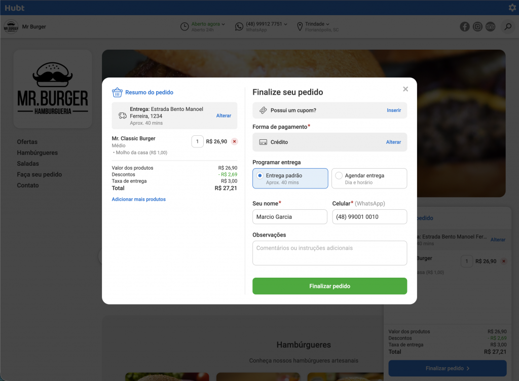 nova opção de agendamento de pedidos no checkout hubt